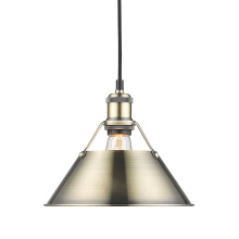 Golden 3306-M AB-AB - Yep by Golden Lighting Orwell 1-light 10in Pendant in Aged Brass
